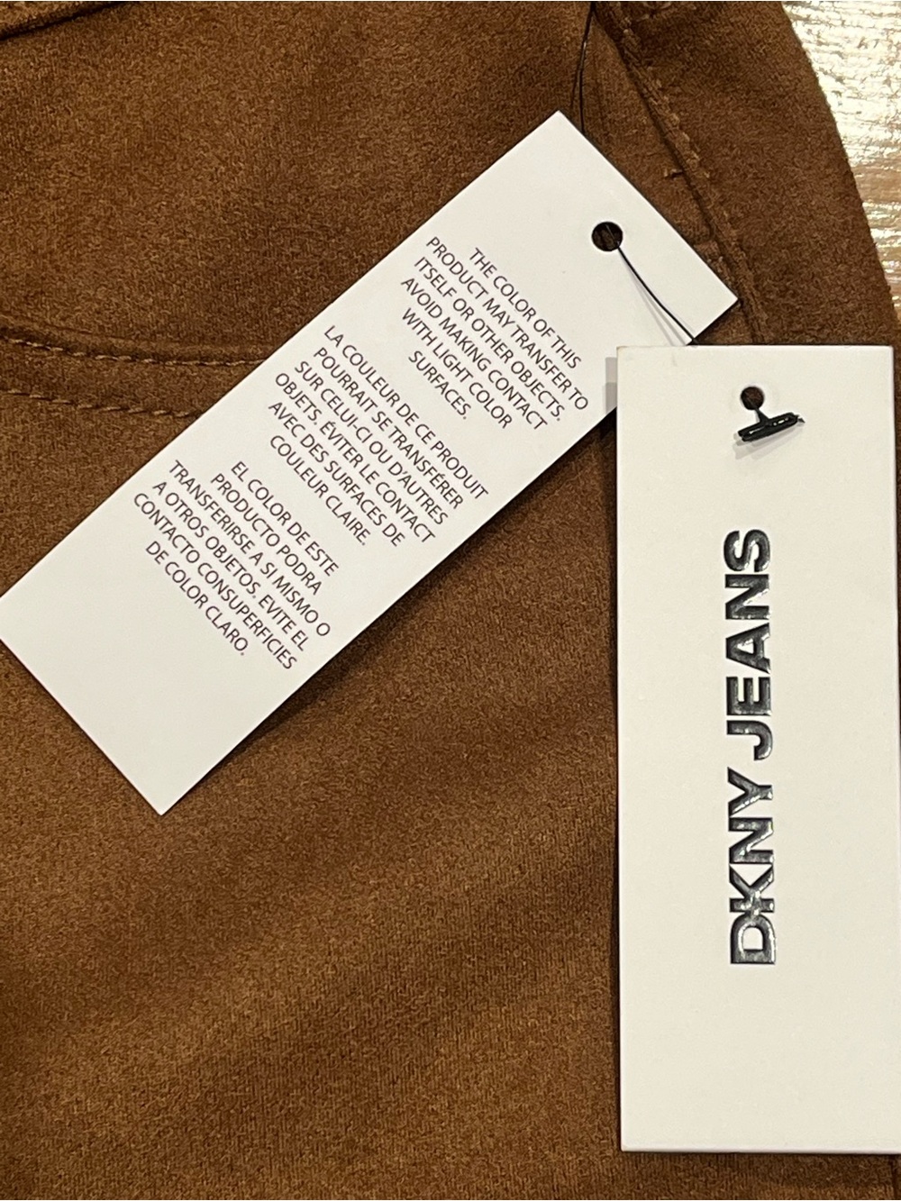 DKNY Women's Mid Rise Straight Suede Pants in Burnt Sugar Brown Polished NWT - Picture 9 of 12